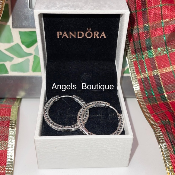 New Pandora Hearts of Pandora Hoop Earrings, Clear Cubic Zirconia, 27mm - Picture 7 of 7